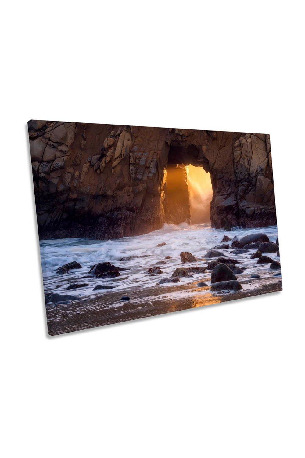Fire in the Hole Beach Sunset Seascape Canvas Wall Art Picture Print