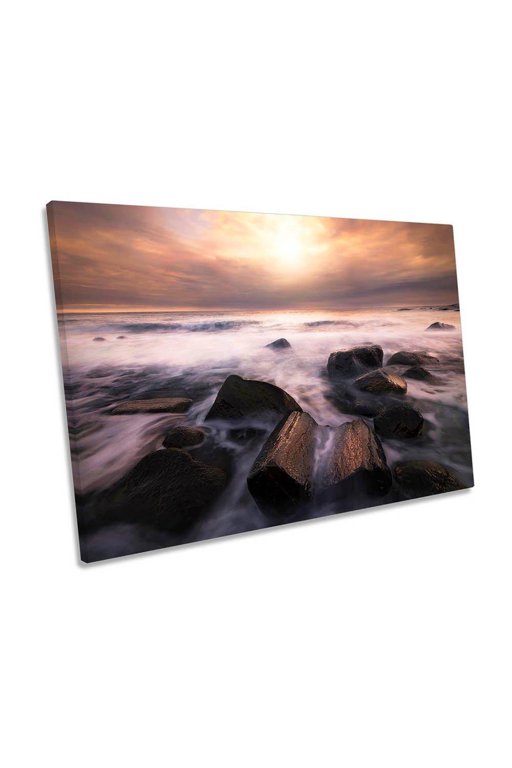 Ocean Trance Sunset Beach Seascape Canvas Wall Art Picture Print
