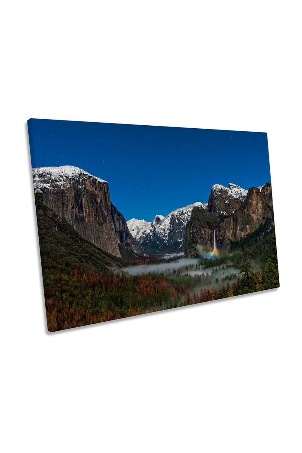 Bridalveil Fall Moonbow Mountains Waterfall Canvas Wall Art Picture Print