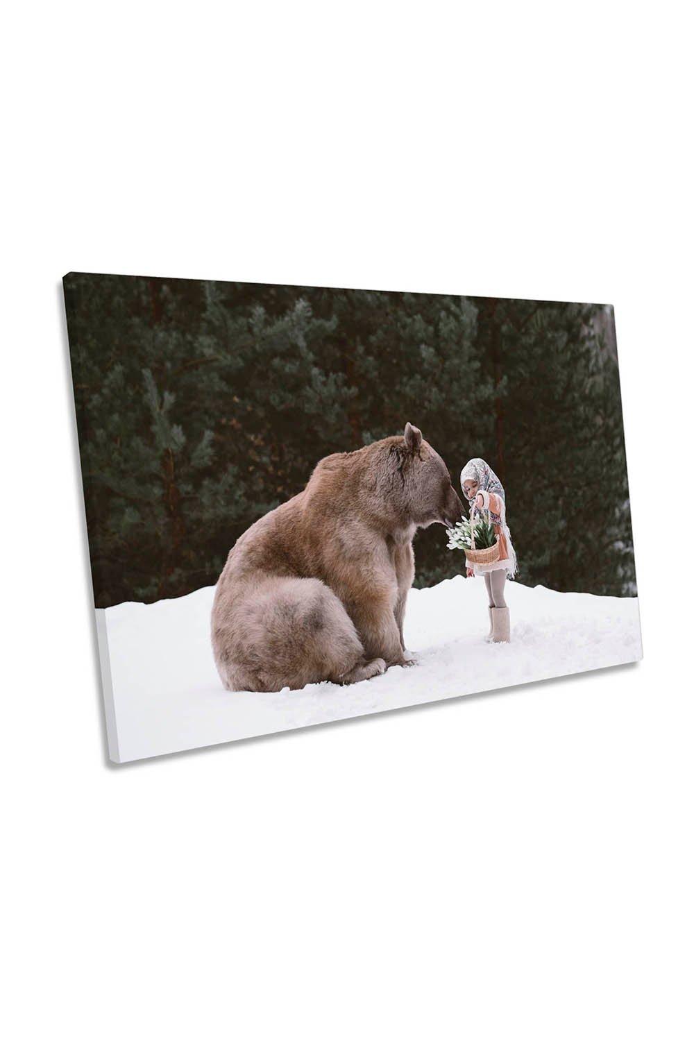 The Girl and the Bear Friends Canvas Wall Art Picture Print