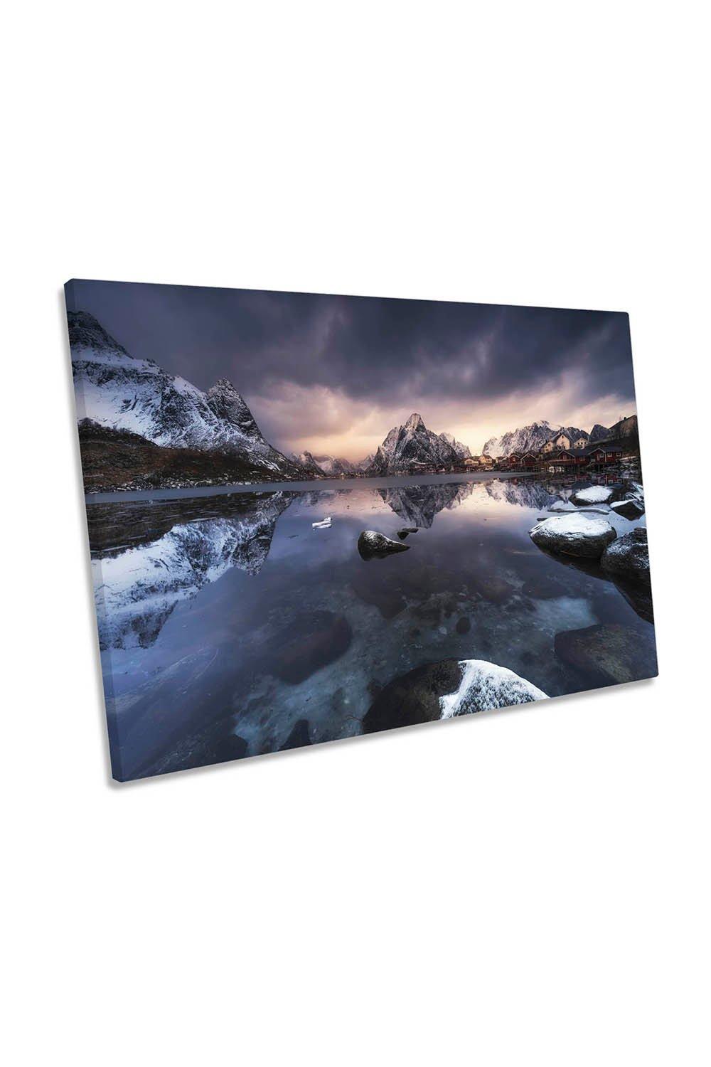 Winter Light Mountains Snow Landscape Canvas Wall Art Picture Print
