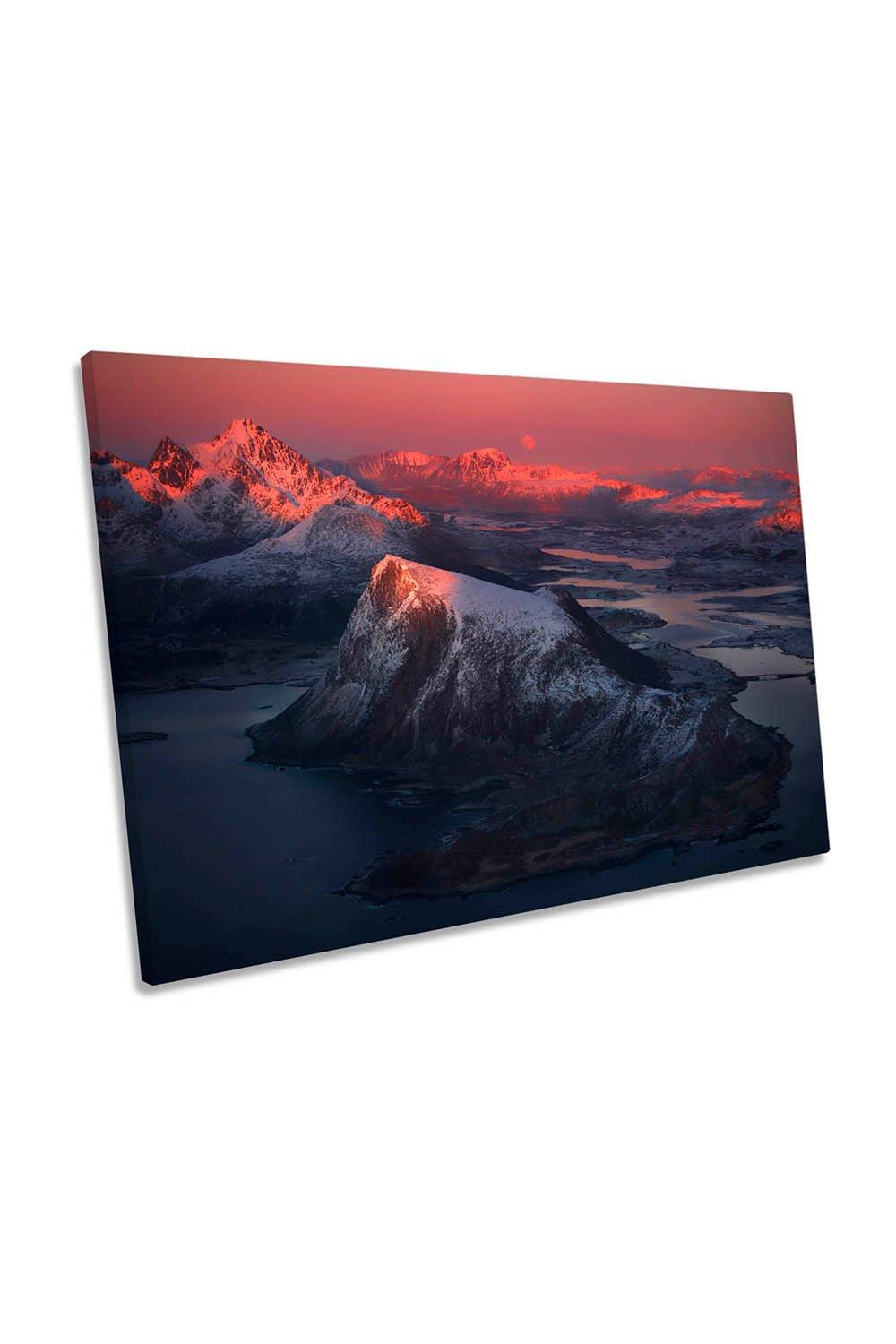 Here Live Dragons Lofoten Norway Landscape Canvas Wall Art Picture Print
