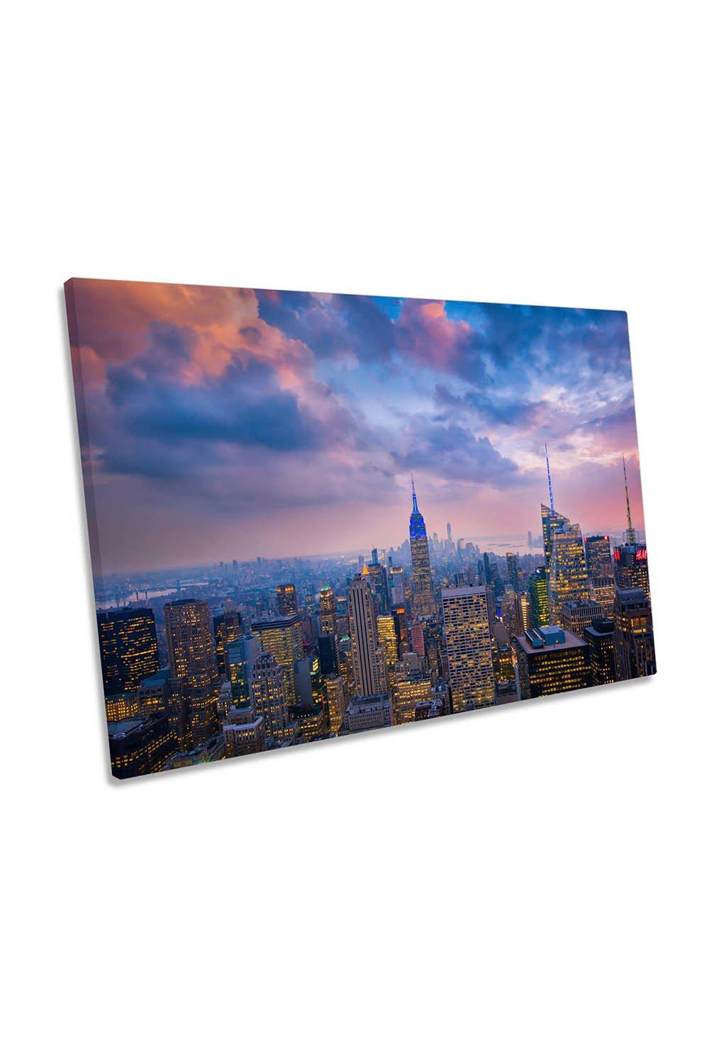 Top of the Rock New York City Skyline Blue Canvas Wall Art Picture Print