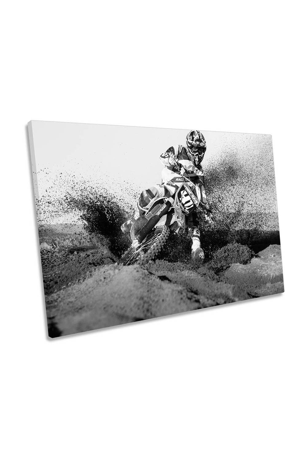 Motocross Rider Dirt Bike Canvas Wall Art Picture Print