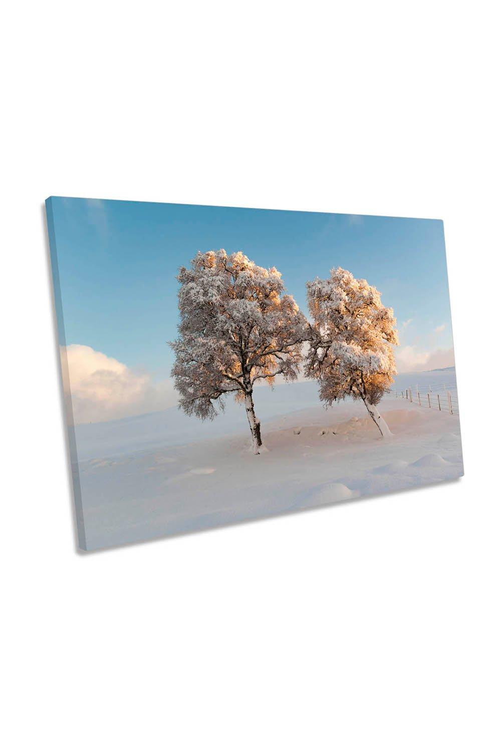 Twins Winter Landscape Trees Canvas Wall Art Picture Print