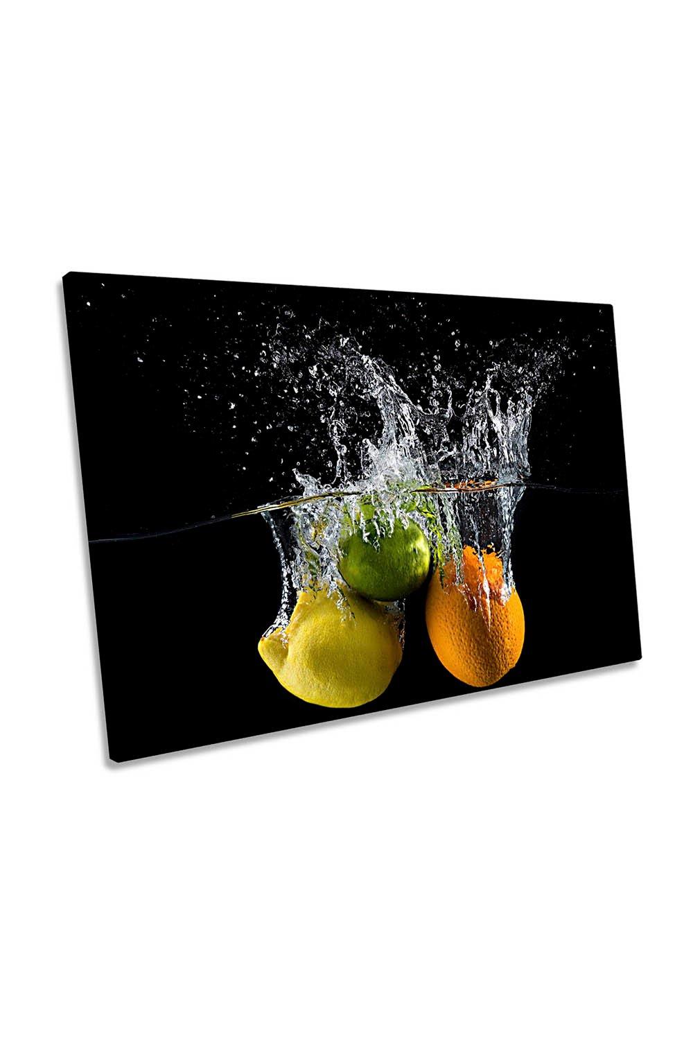 Citrus Fruit Splash Kitchen Canvas Wall Art Picture Print