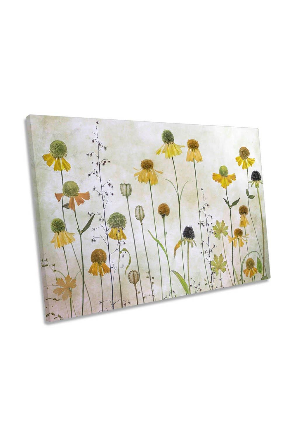 Helenium Summer Flowers Yellow Canvas Wall Art Picture Print