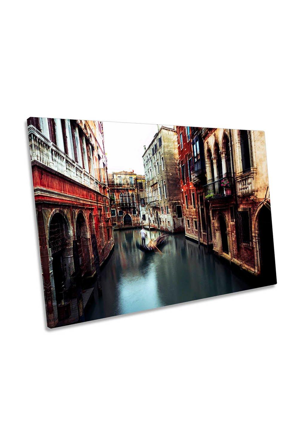 The Gondolier Venice Italy Canal Canvas Wall Art Picture Print