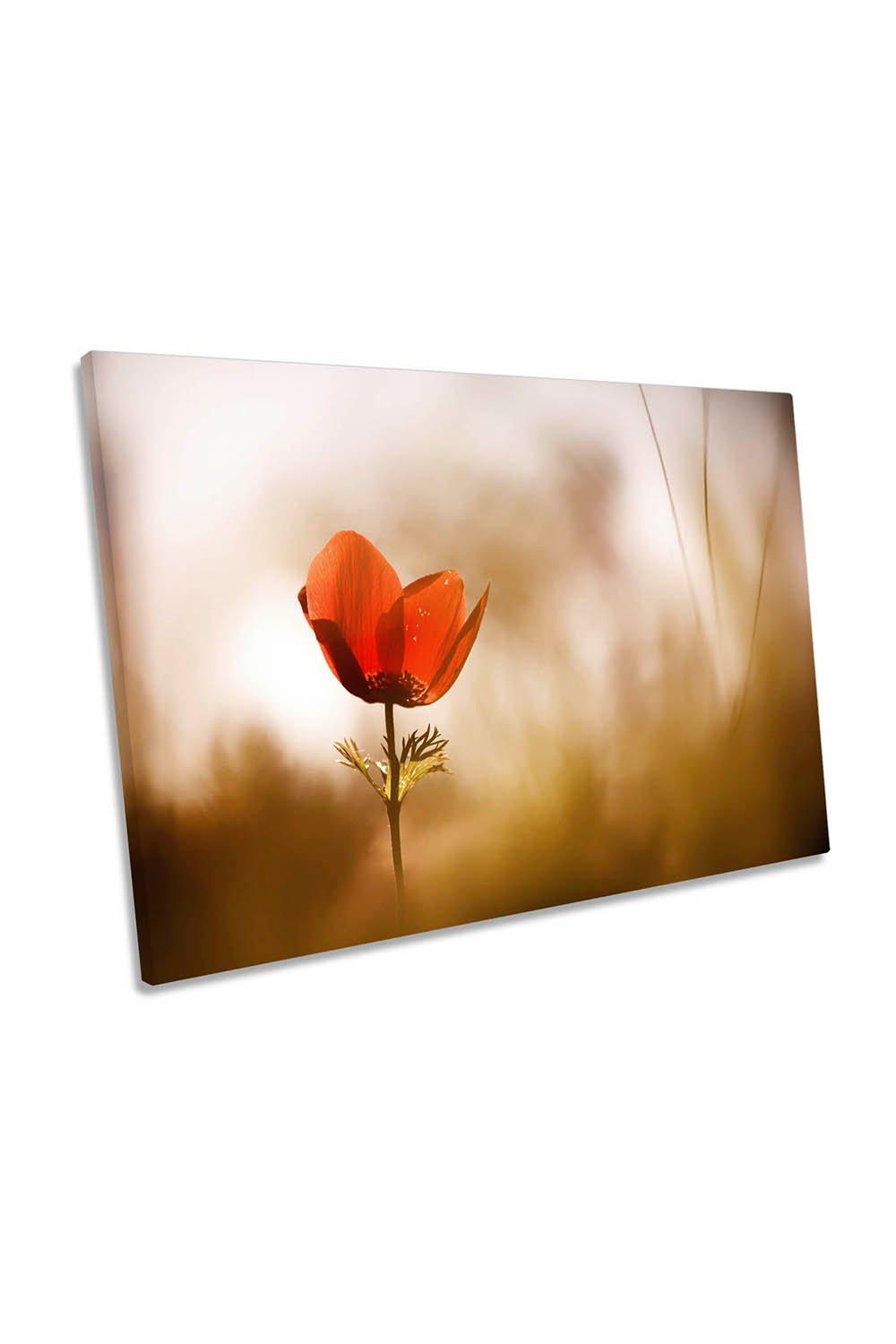 Romantic Red Flower Floral Canvas Wall Art Picture Print