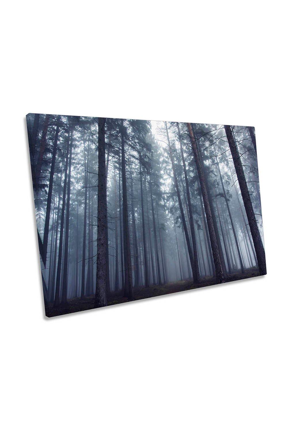 Mysterious Foggy Forest Landscape Canvas Wall Art Picture Print