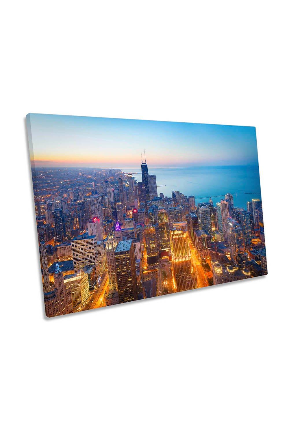 The Magnificent Mile Chicago City Skyline Canvas Wall Art Picture Print