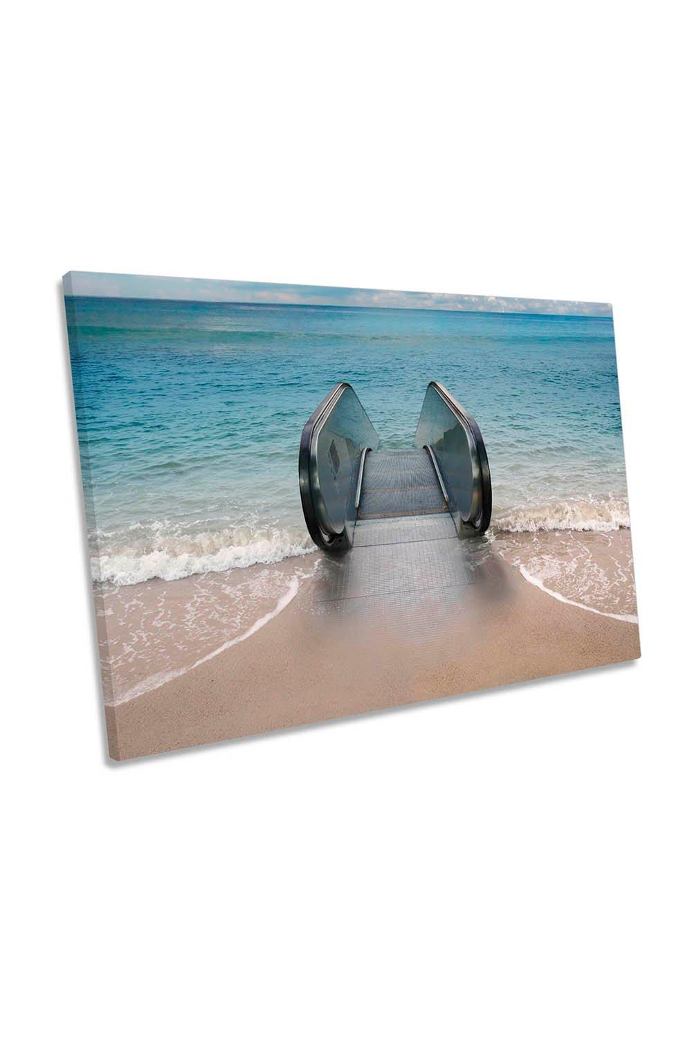 Dive Escalator into the Ocean Beach Canvas Wall Art Picture Print