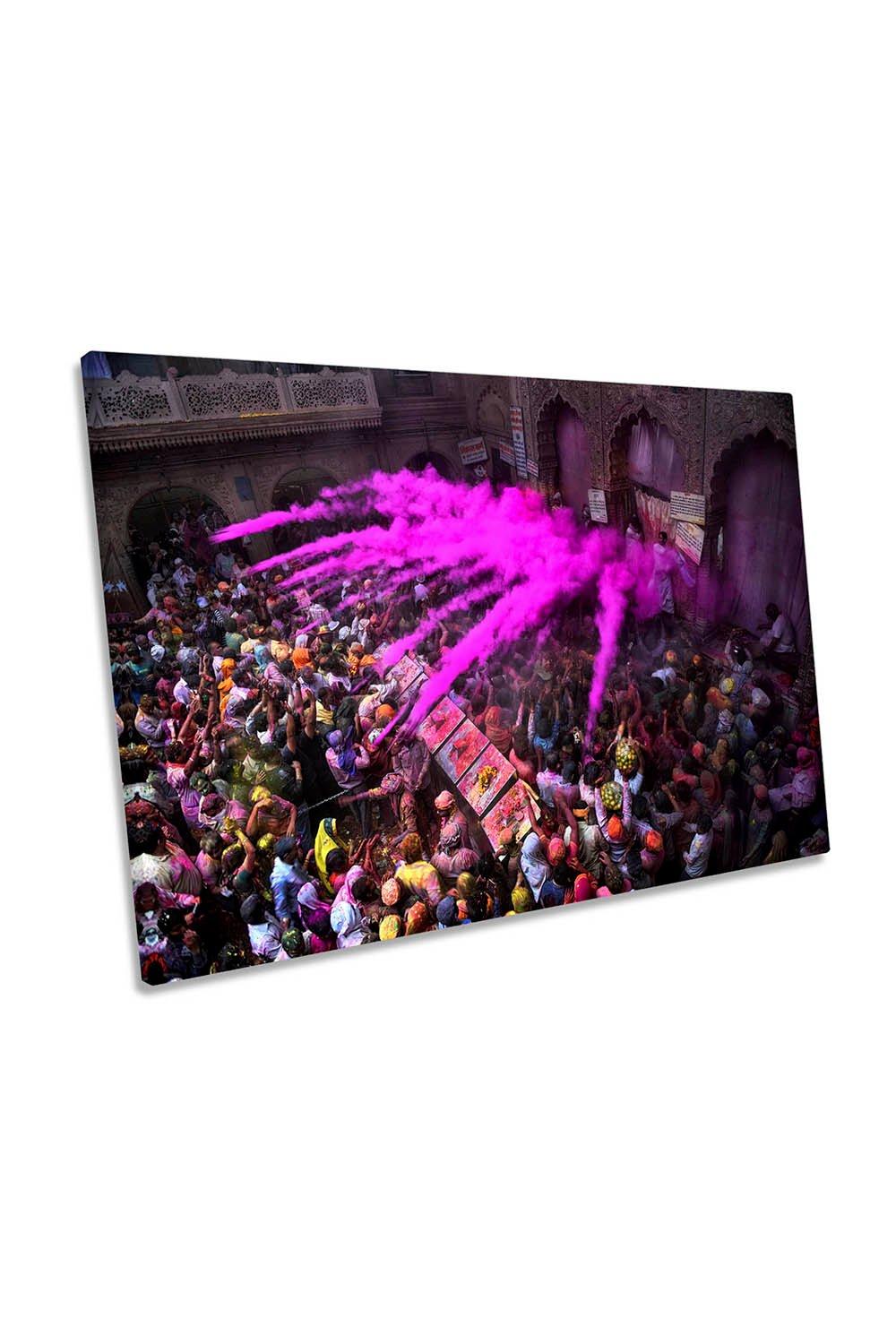 Pink Colour Blast Holi Festival India Canvas Wall Art Picture Print