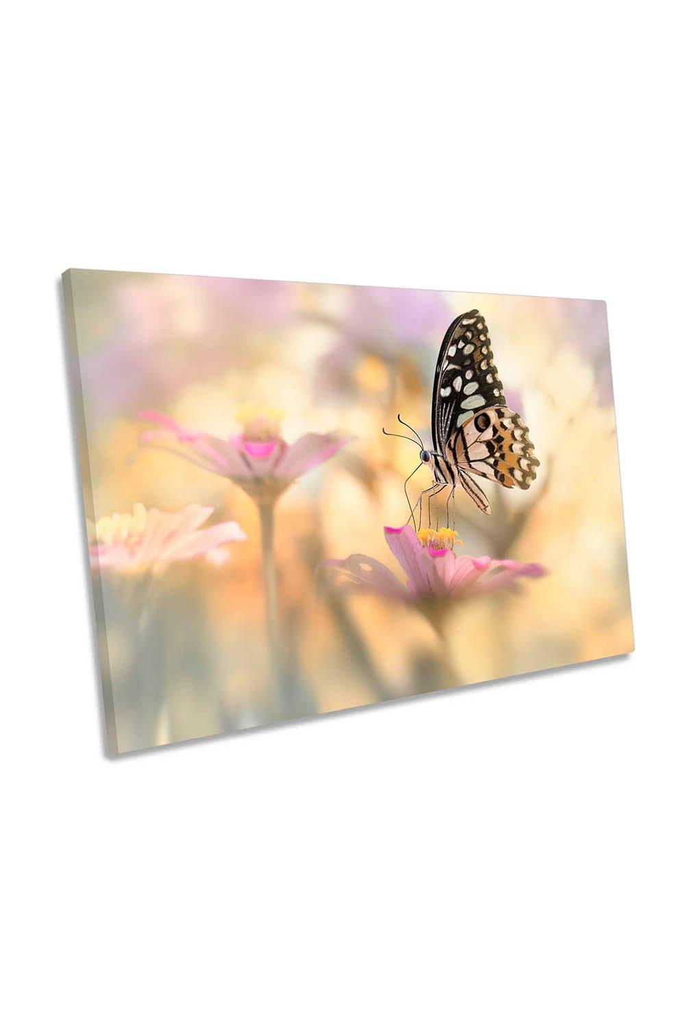 Morning Dance Butterfly Flower Canvas Wall Art Picture Print