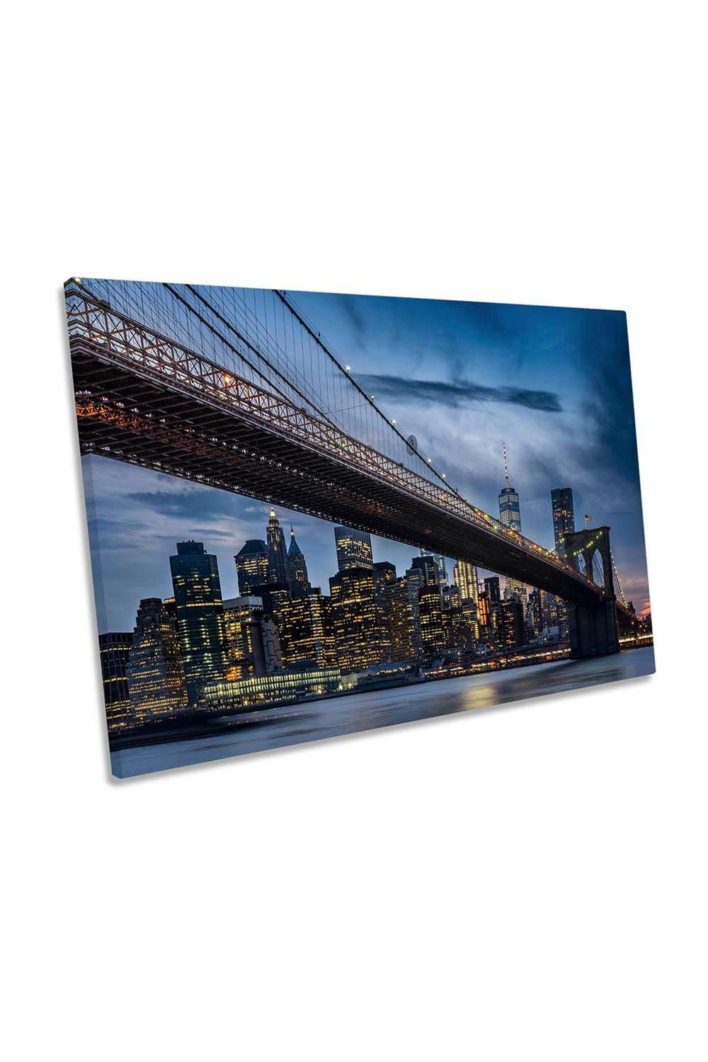 Brooklyn Bridge New York City Blue Canvas Wall Art Picture Print
