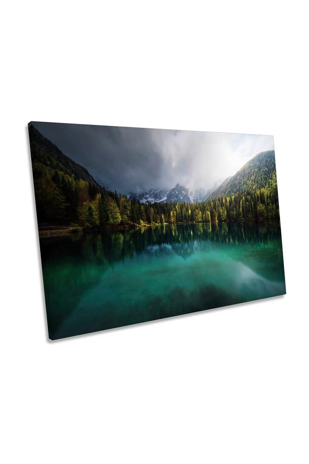Menta Mountain Landscape Lake Italy Canvas Wall Art Picture Print
