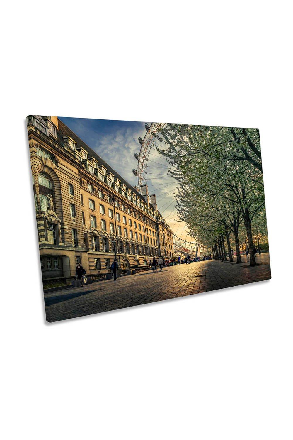 Last Daylight London Eye City Canvas Wall Art Picture Print