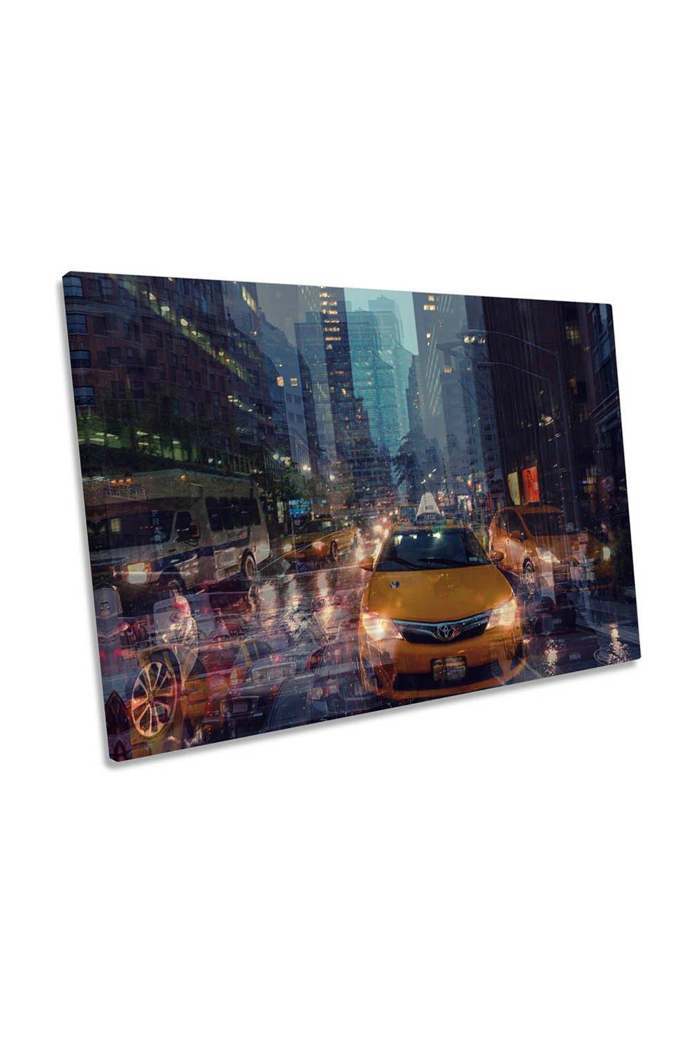New York City Taxi Cab Busy Streets Canvas Wall Art Picture Print