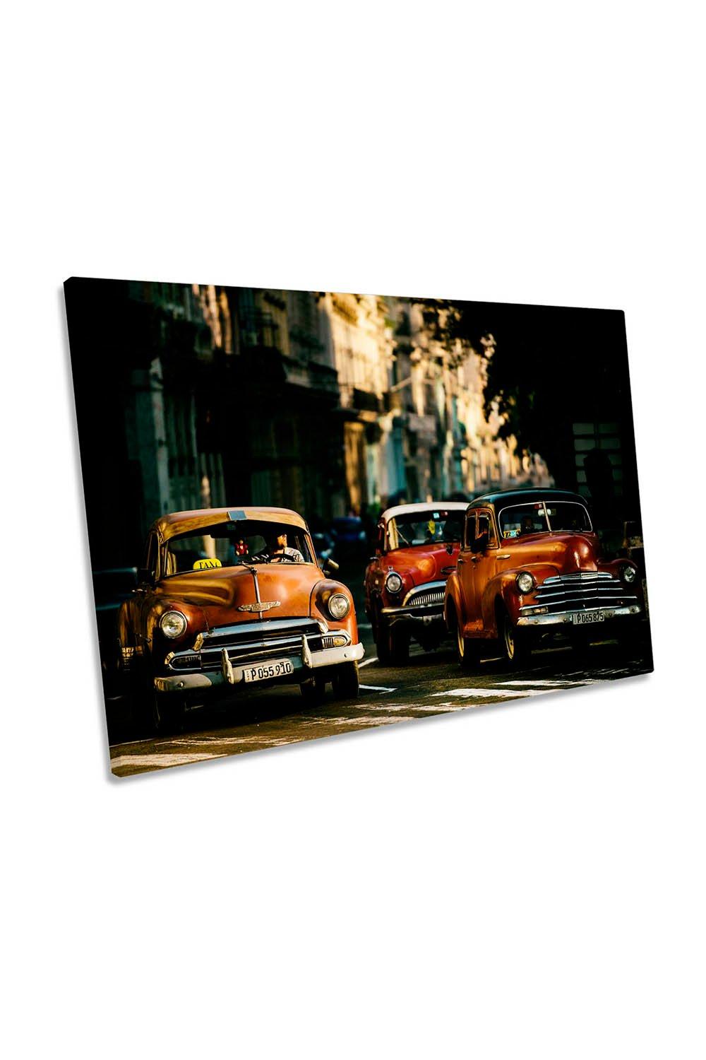 Cuba Streets Traffic Cars Havana Canvas Wall Art Picture Print
