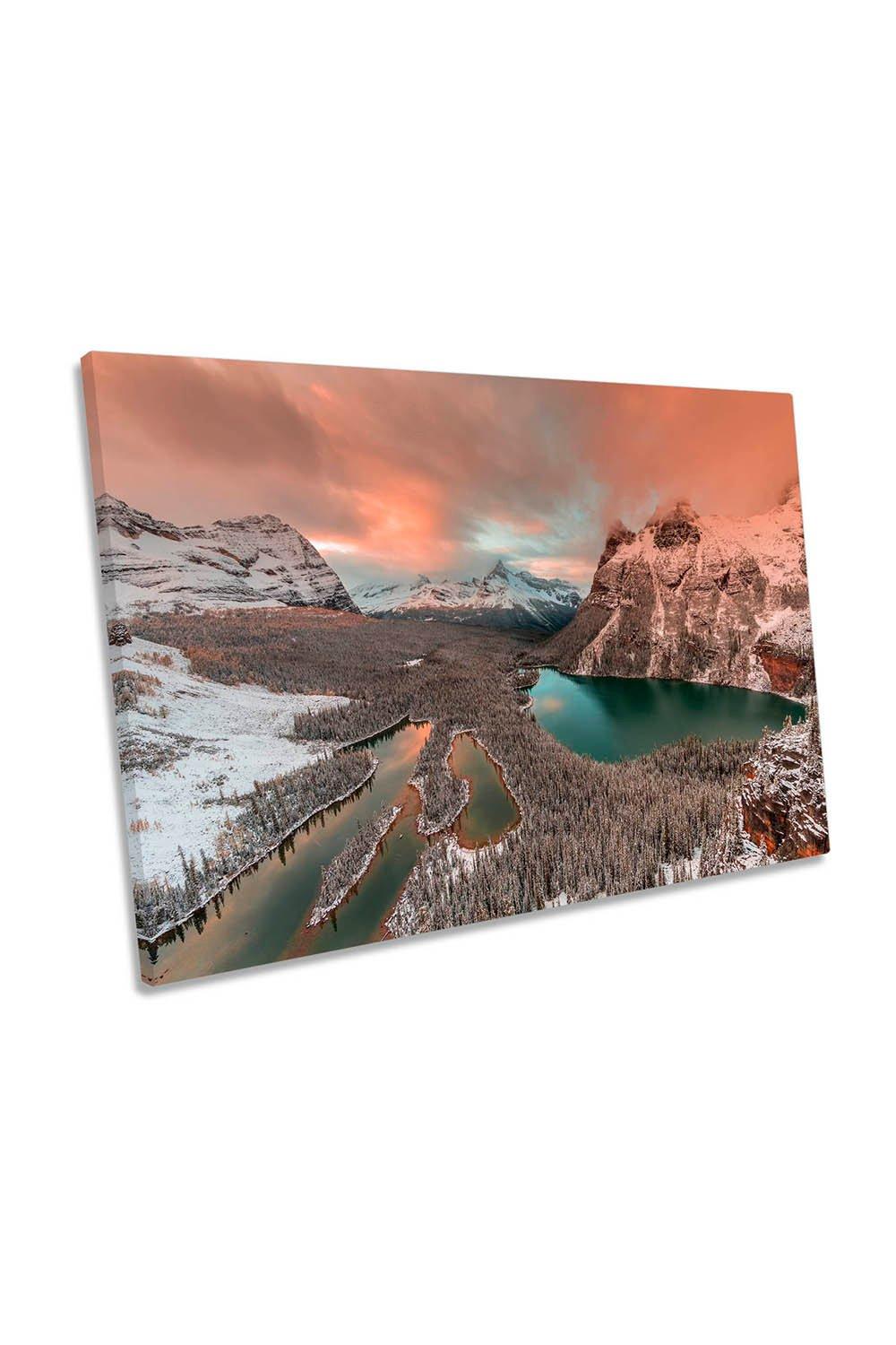 Sunset over Opabin Lake Canada Canvas Wall Art Picture Print