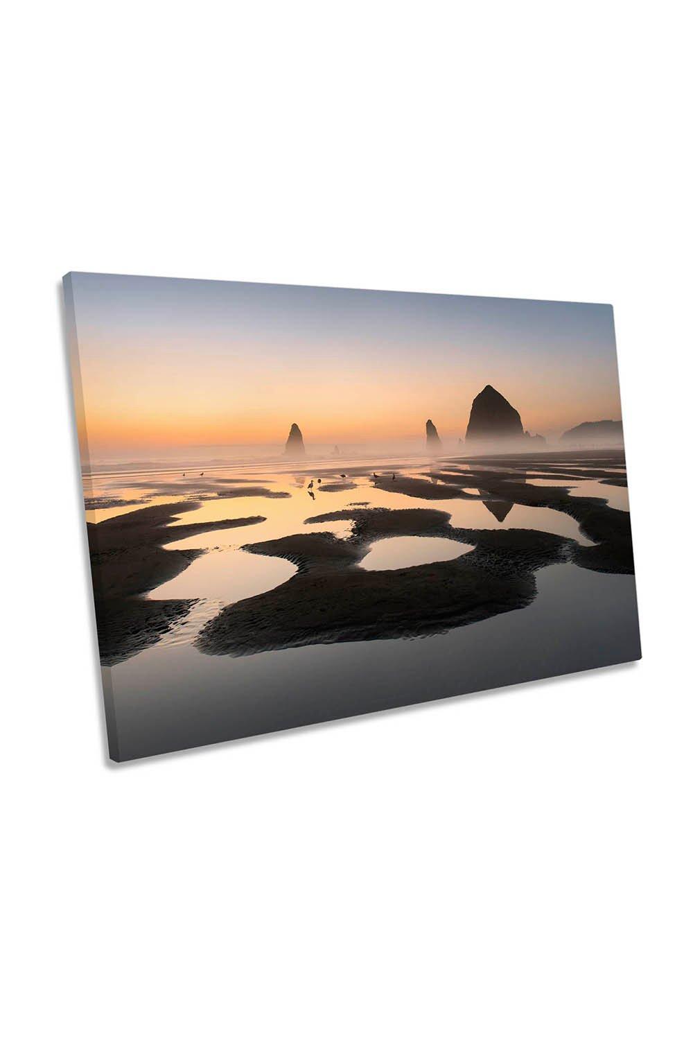Low Tide Beach Oregon Seascape Canvas Wall Art Picture Print