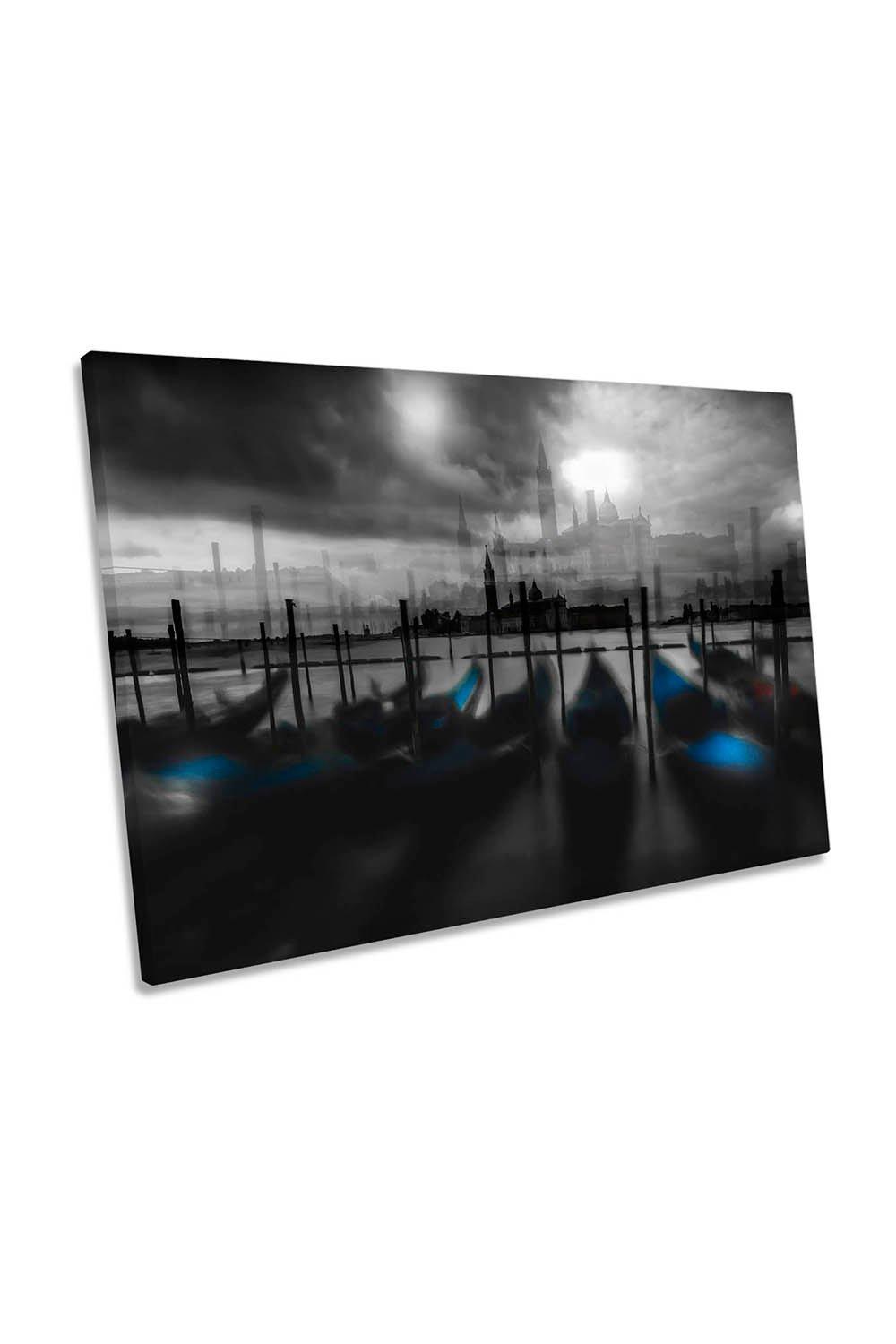 Dark Mood Venice Canal City Abstract Canvas Wall Art Picture Print
