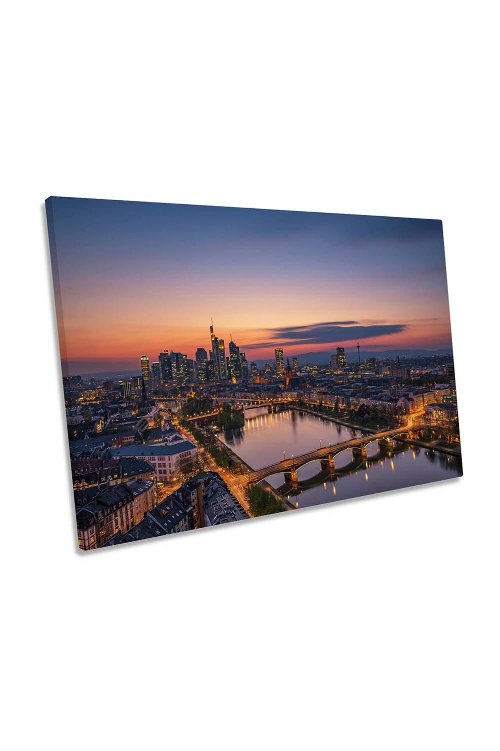 Frankfurt City Sunset Skyline Canvas Wall Art Picture Print