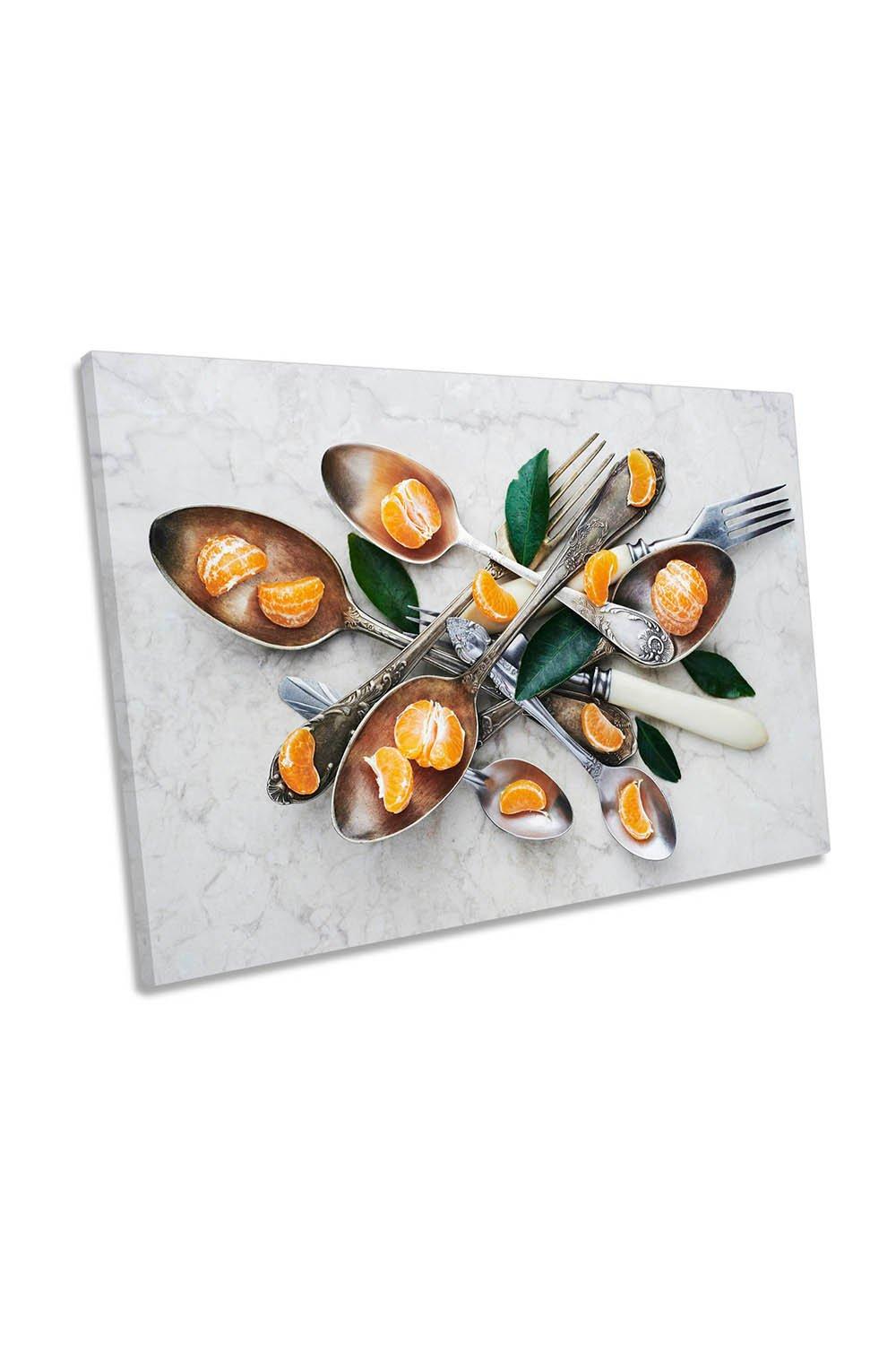 Spoons Tangerines Kitchen Orange Canvas Wall Art Picture Print