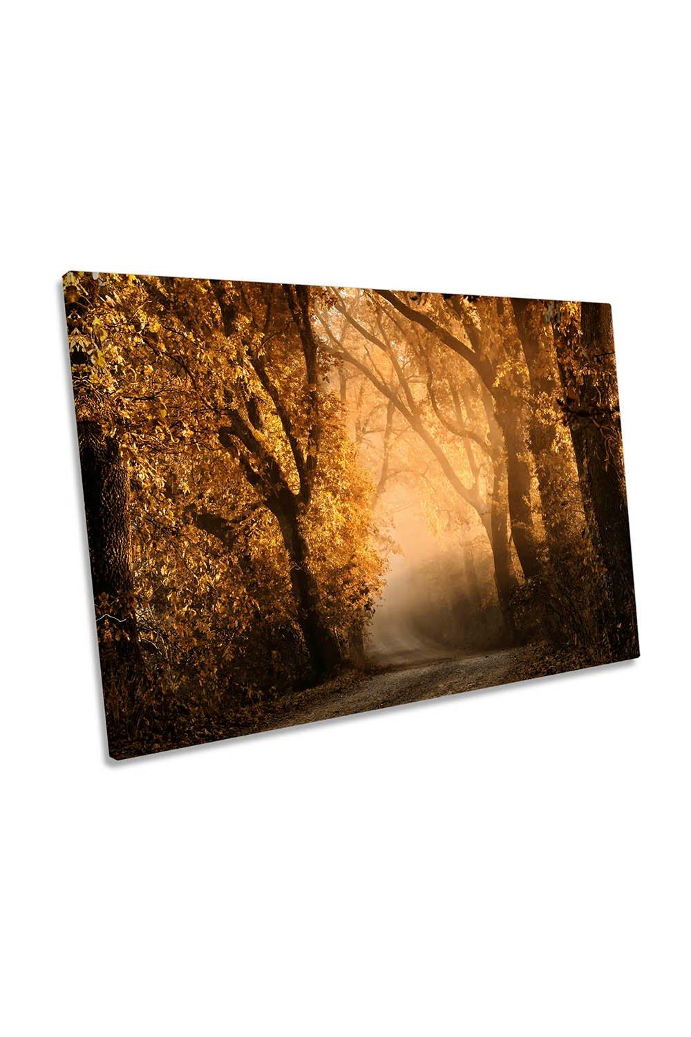 Tuscany Autumn Sunset Countryside Road Canvas Wall Art Picture Print