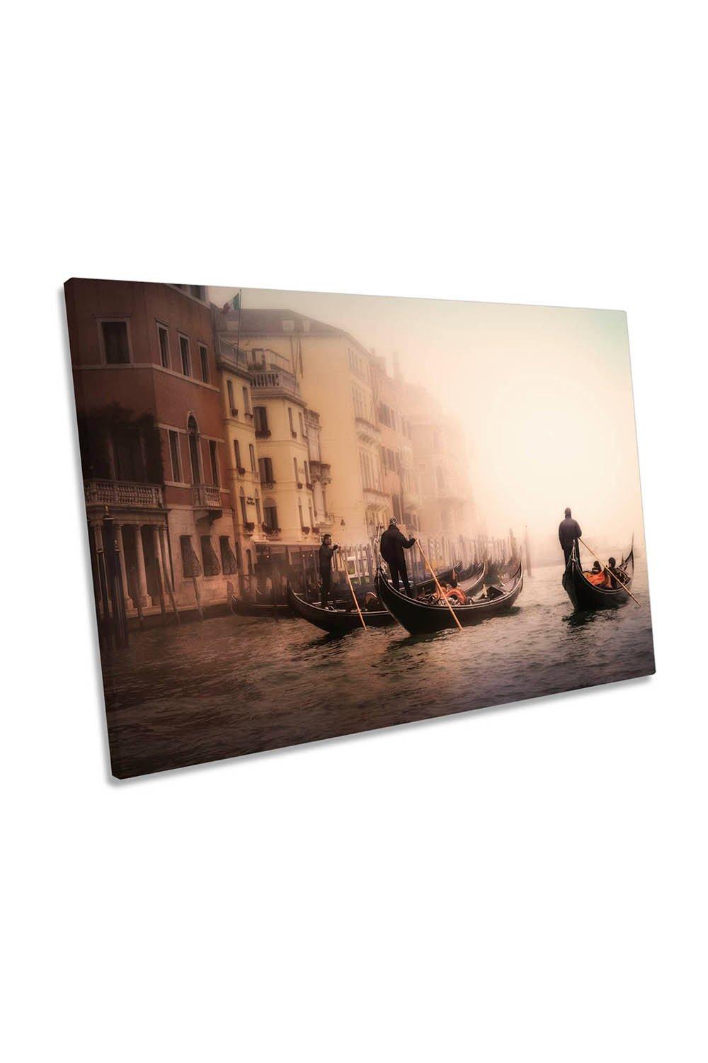 Foggy Venice Canal City Canvas Wall Art Picture Print