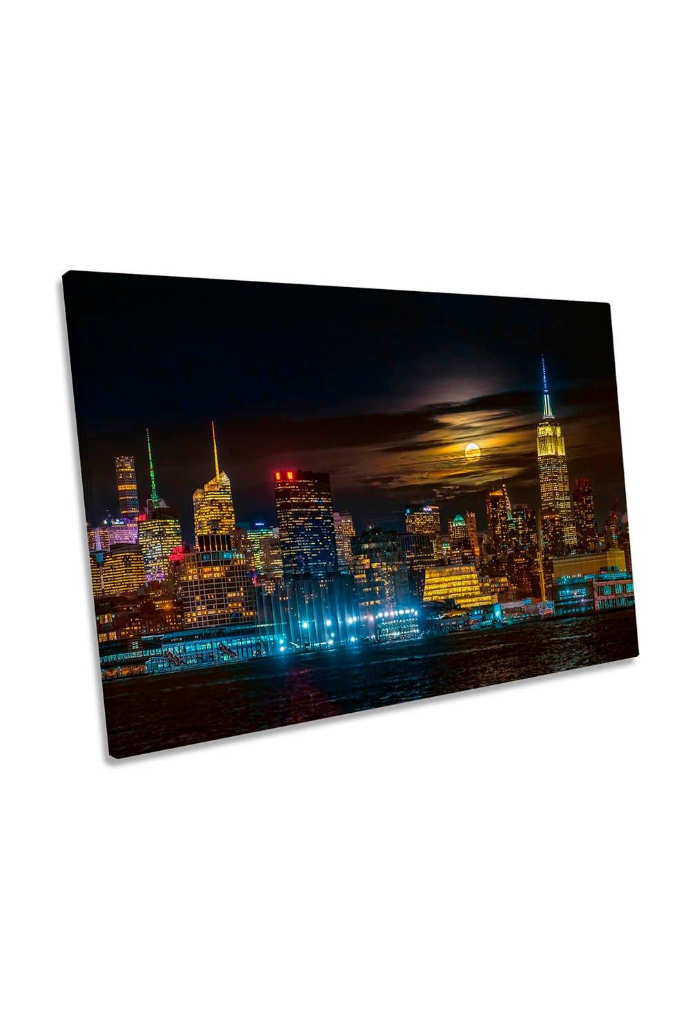Super Moon New York City NYC Canvas Wall Art Picture Print