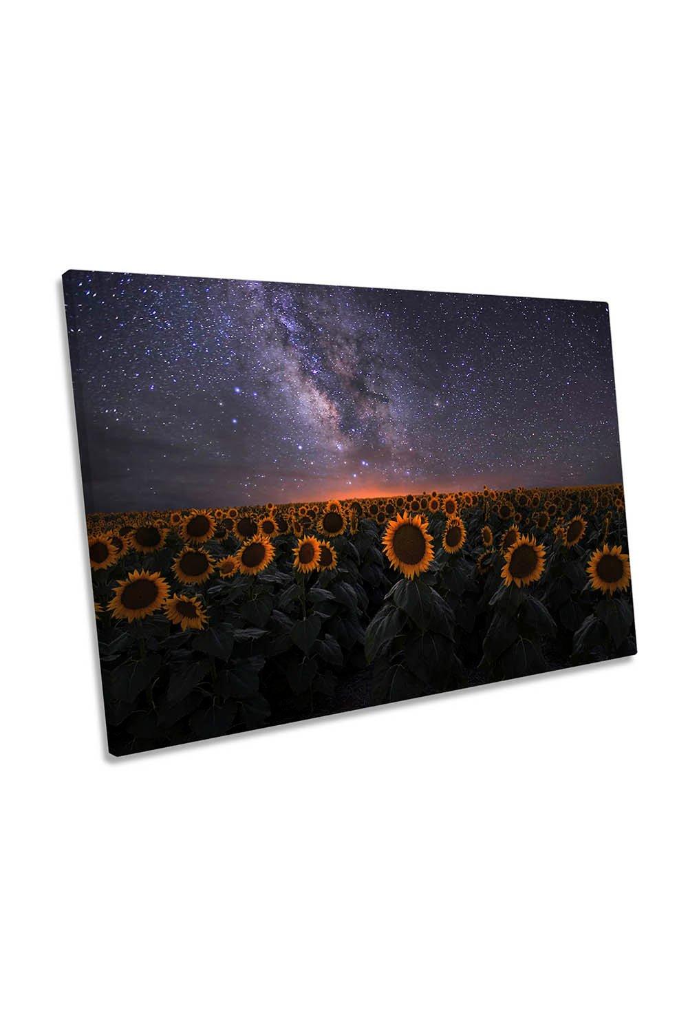 Dreamscape Sunflowers Night Canvas Wall Art Picture Print