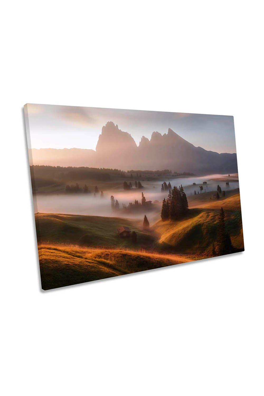 Dolomites Italy Alps Mountains First Light Canvas Wall Art Picture Print