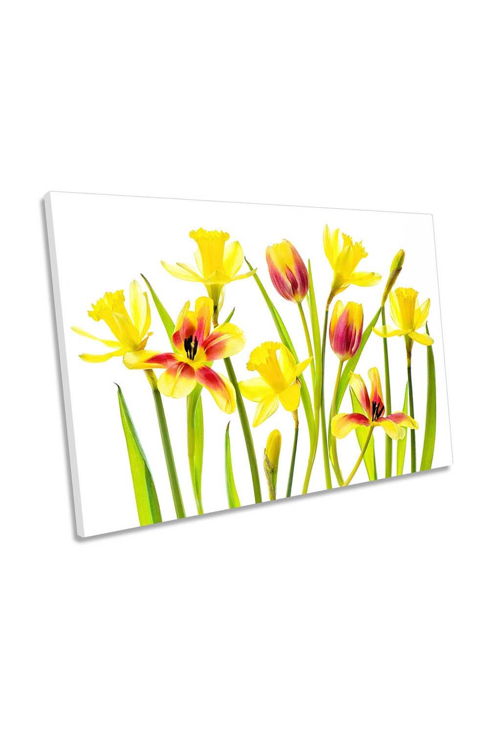 Vibrant Spring Yellow Flowers Canvas Wall Art Picture Print