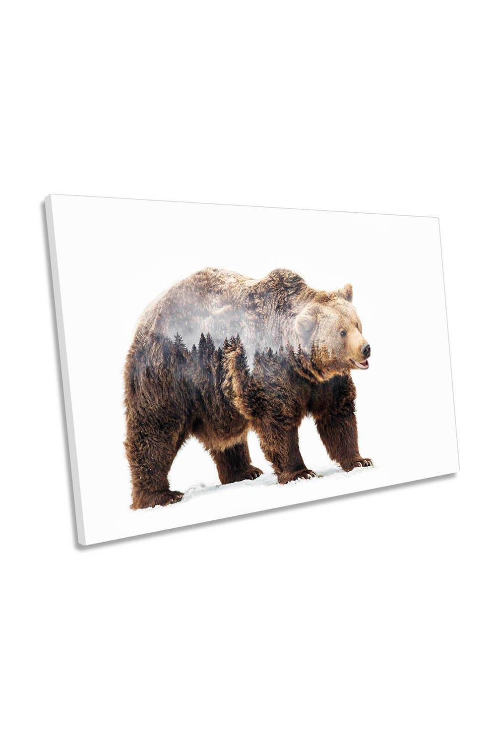 Brown Bear Double Exposure Modern Canvas Wall Art Picture Print