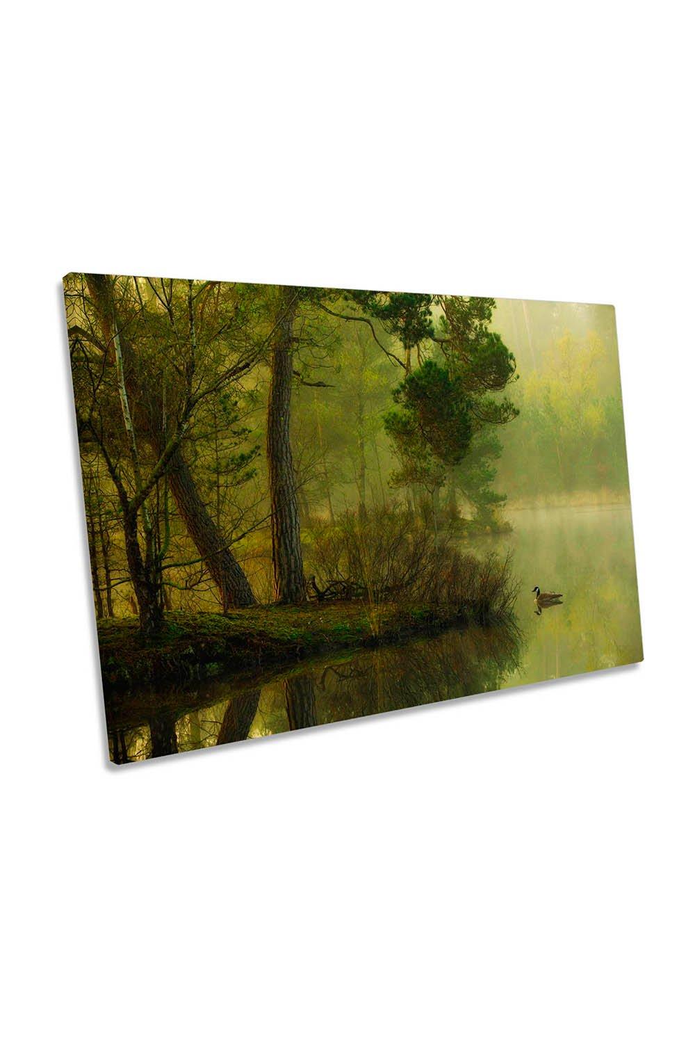 Mood of Spring Lake Duck Forest Canvas Wall Art Picture Print