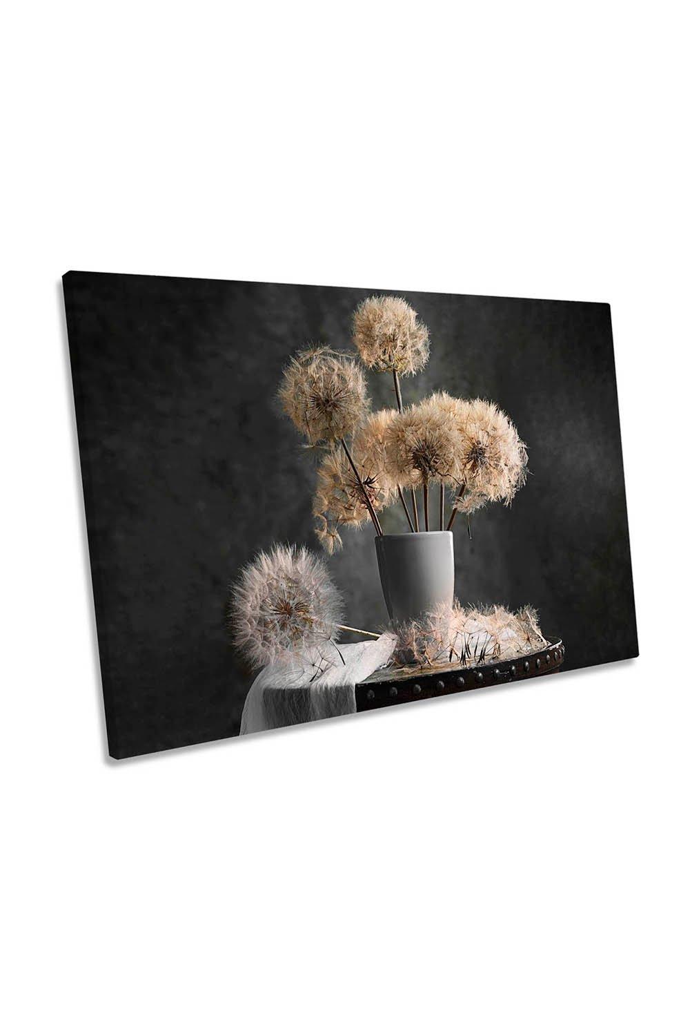 Dandelion Seed Pod Still Life Floral Canvas Wall Art Picture Print