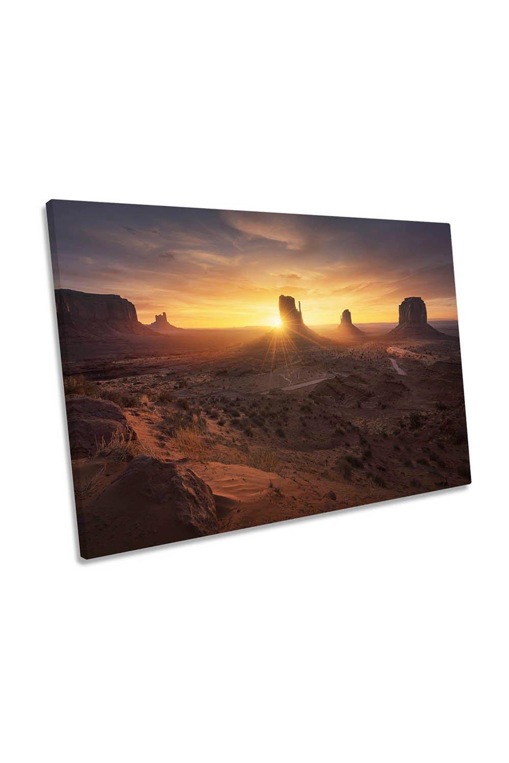 Monument Sunrise Arizona Canyon Valley Canvas Wall Art Picture Print