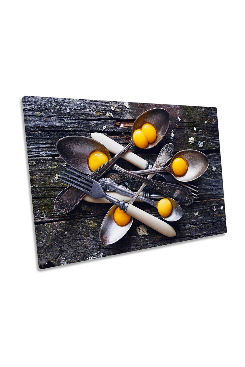 Spoons Egg Yolks Ingredients Kitchen Home Canvas Wall Art Picture Print