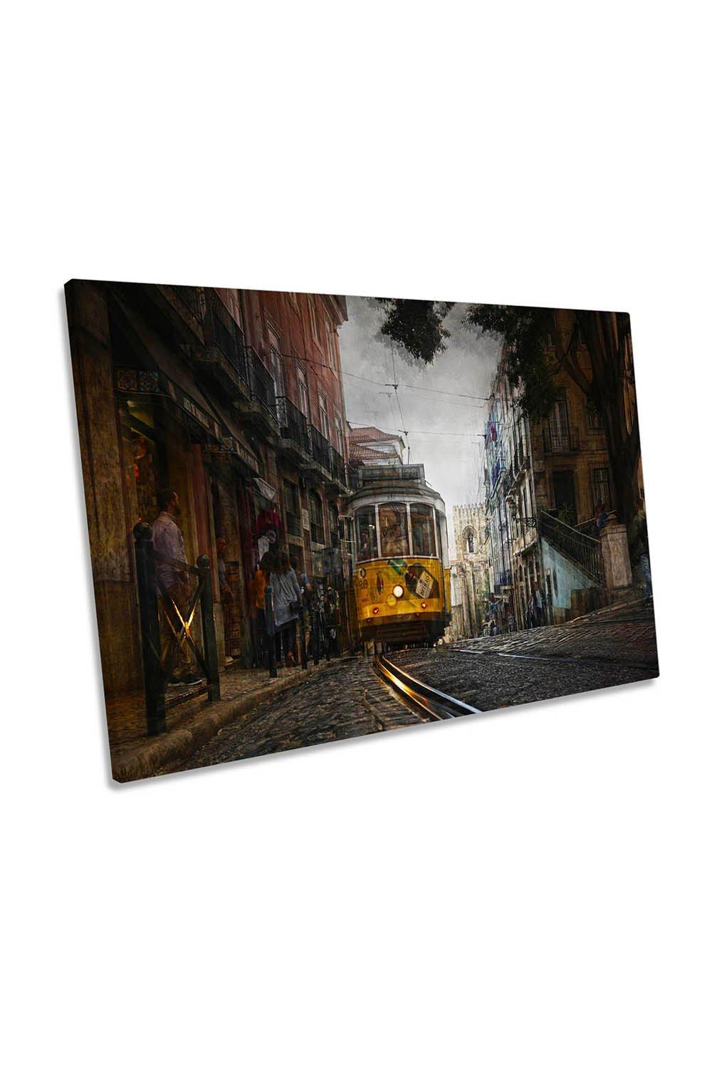 The Exciting Lisbon Tram City Abstract Canvas Wall Art Picture Print