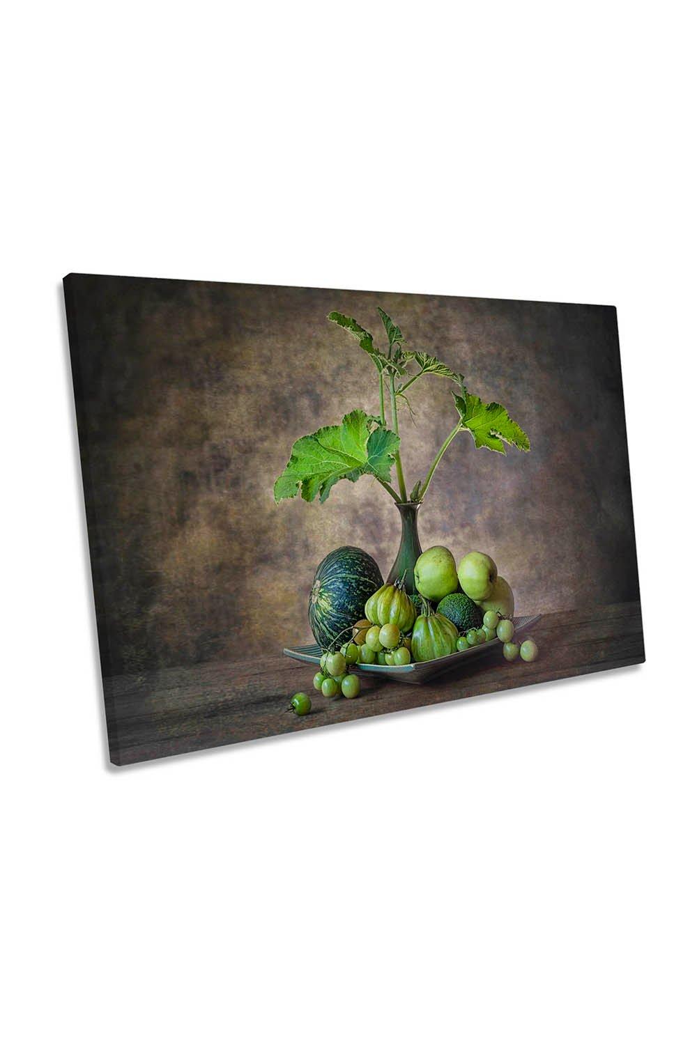 Greens from the Garden Floral Still Life Canvas Wall Art Picture Print