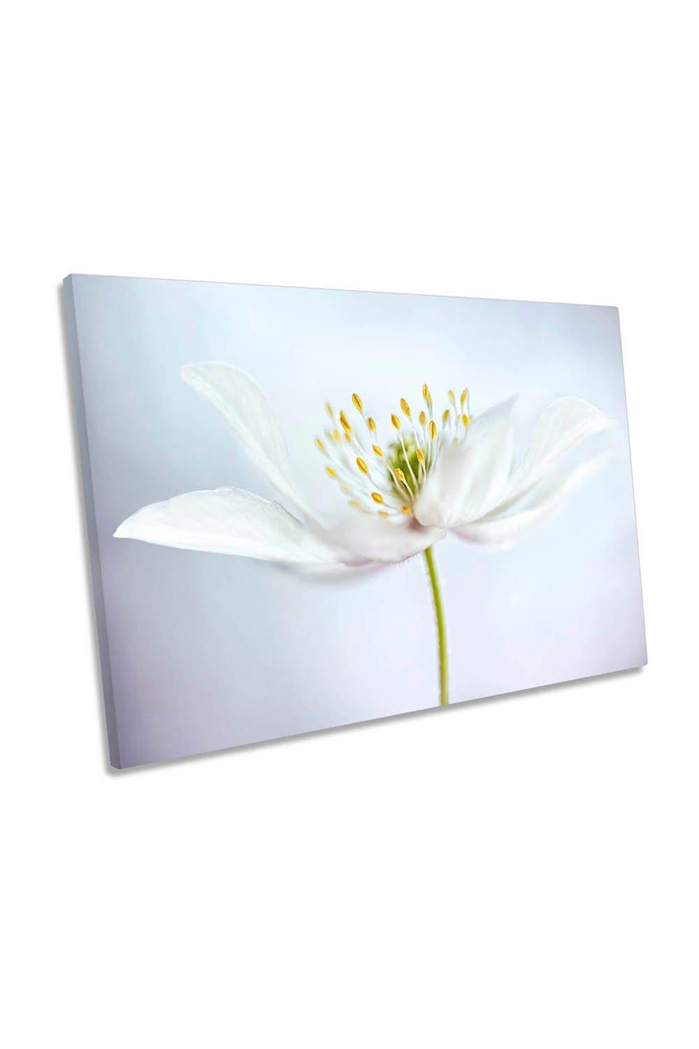 White Spring Flower Floral Canvas Wall Art Picture Print