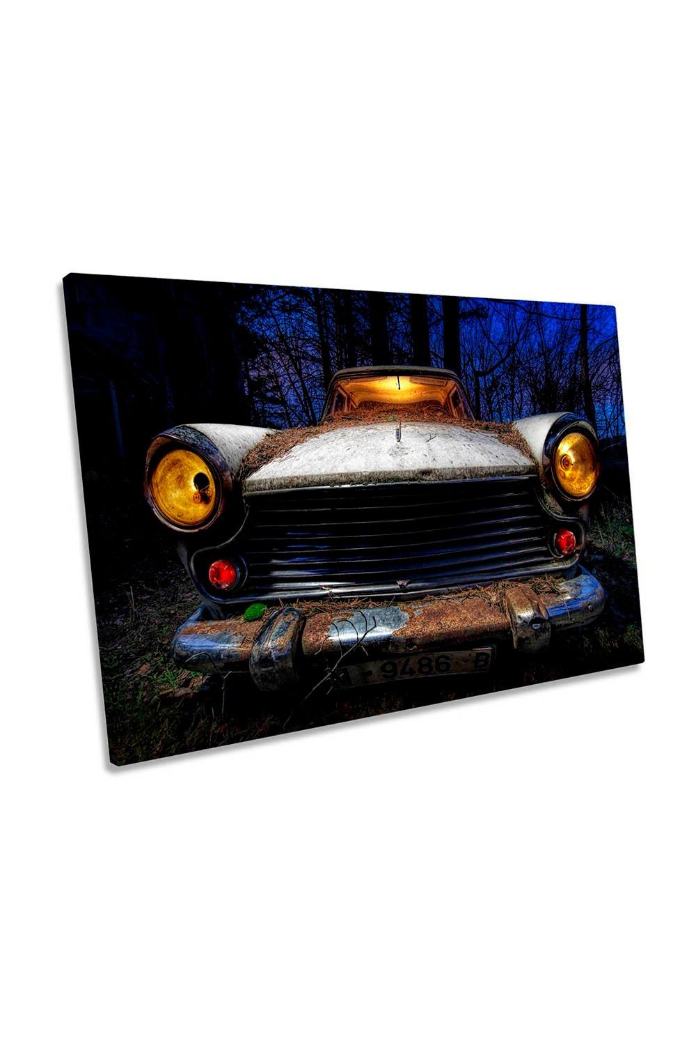 Morris Classic Car Abandoned Canvas Wall Art Picture Print