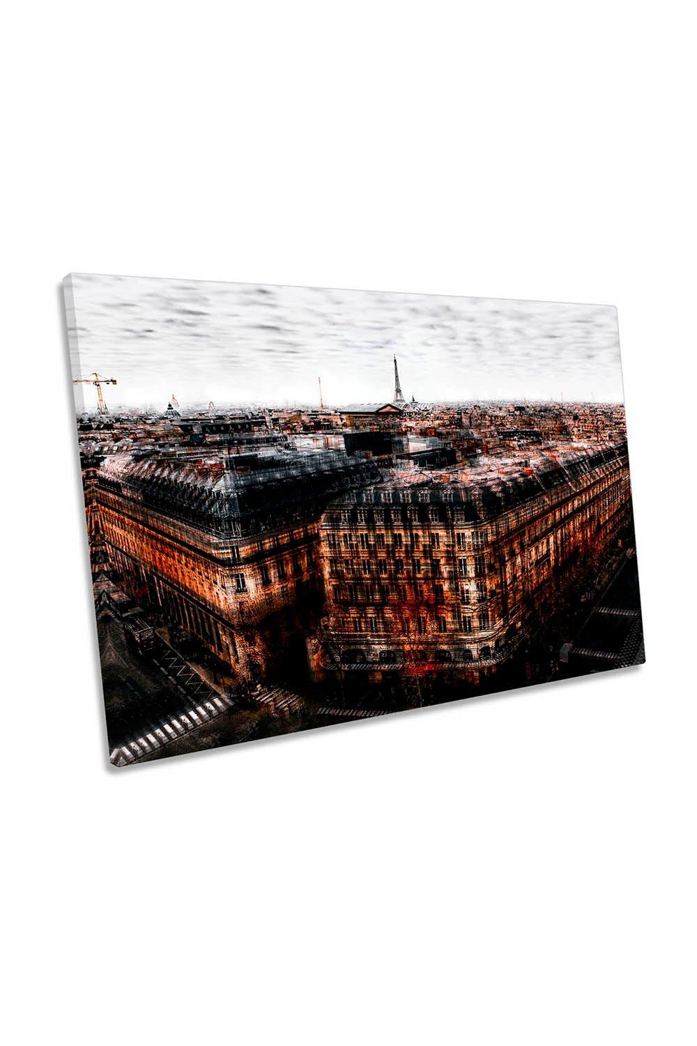 On the Roofs of Paris City Abstract Canvas Wall Art Picture Print