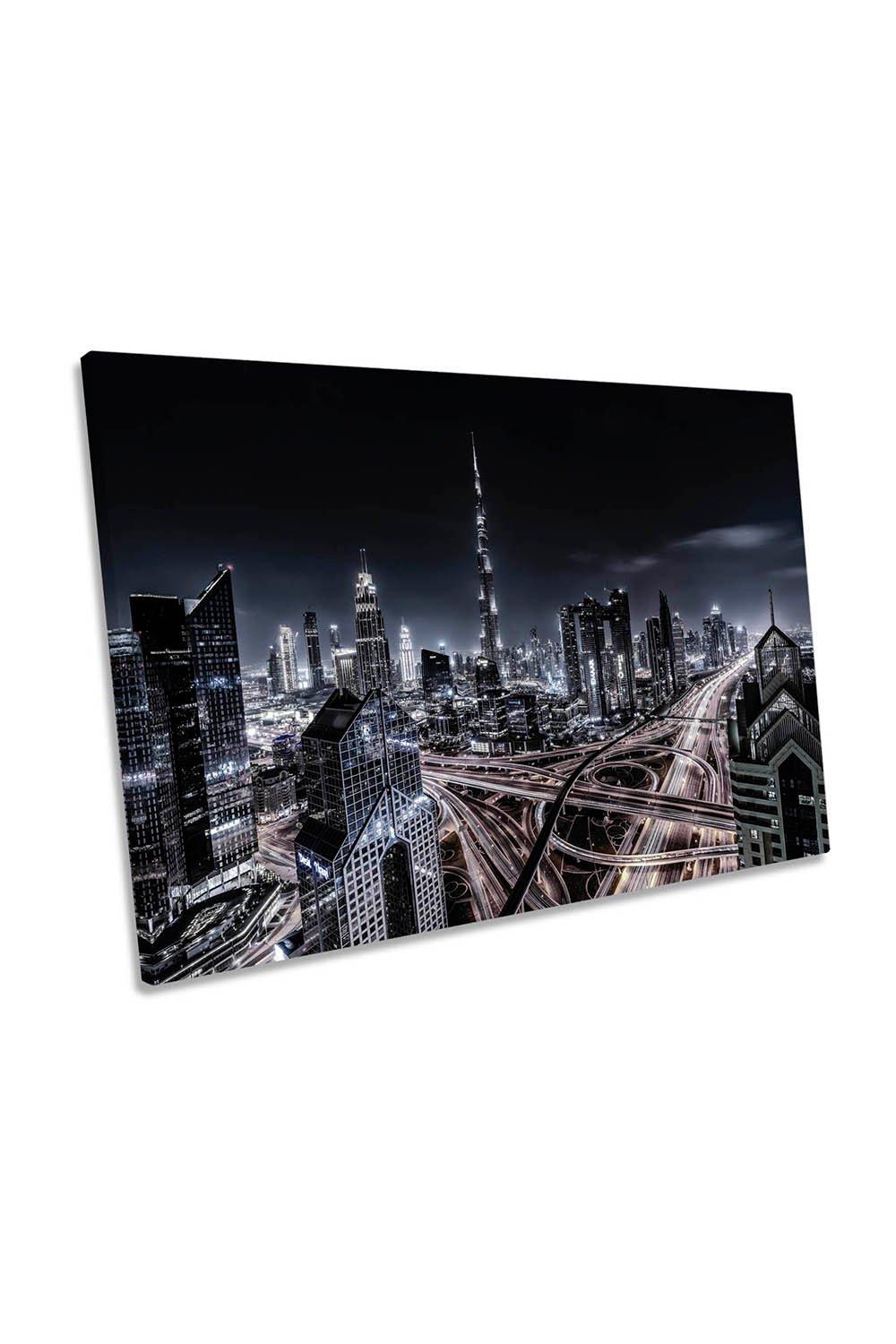 Magnum Dubai City Skyline Night Canvas Wall Art Picture Print