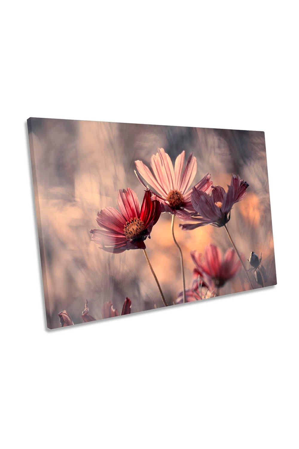The Three Sisters Flowers Floral Pink Canvas Wall Art Picture Print