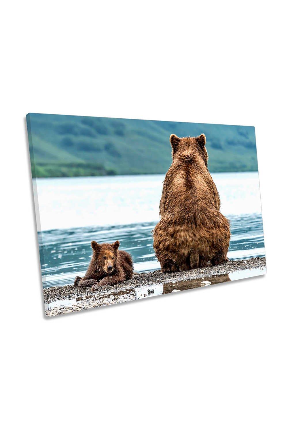Opposites Brown Bears Family Canvas Wall Art Picture Print