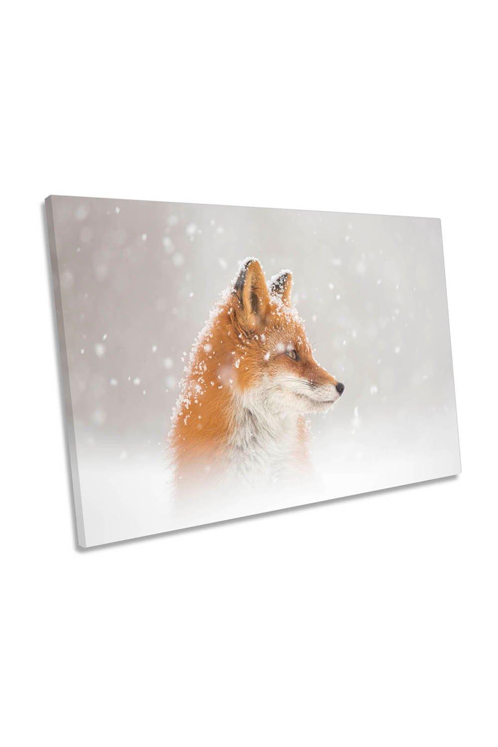 Snow is Falling Orange Fox Canvas Wall Art Picture Print