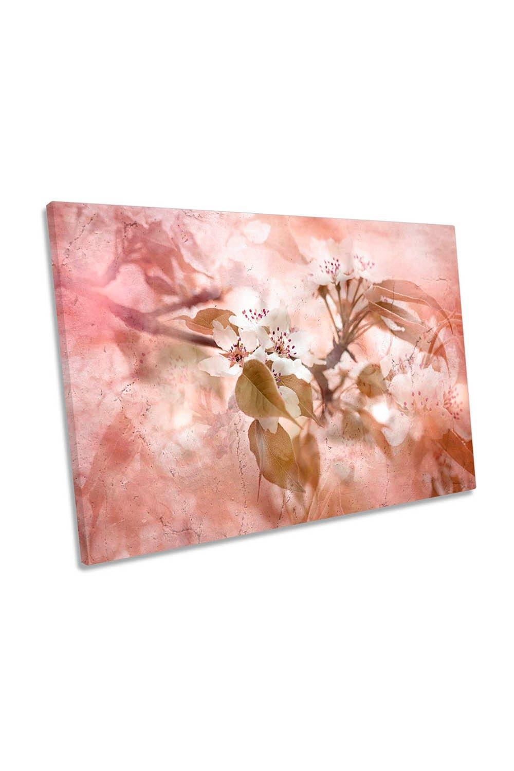 Pink Floral Blossom Flowers Springtime Canvas Wall Art Picture Print