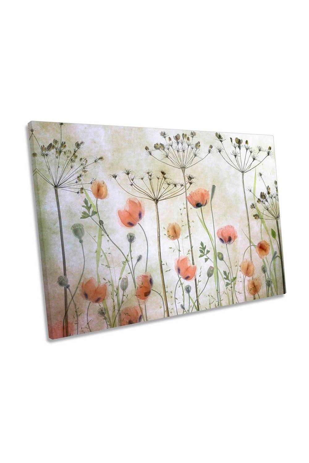 Poppy Meadow Floral Flower Canvas Wall Art Picture Print